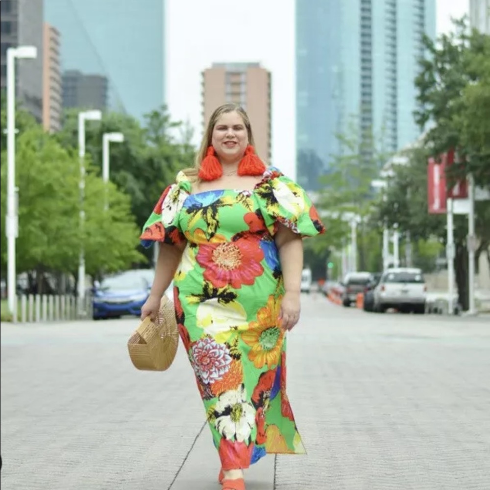 Christopher John Rogers Target Floral Puff Sleeve Sheath Dress 2X 3X 20W 22W